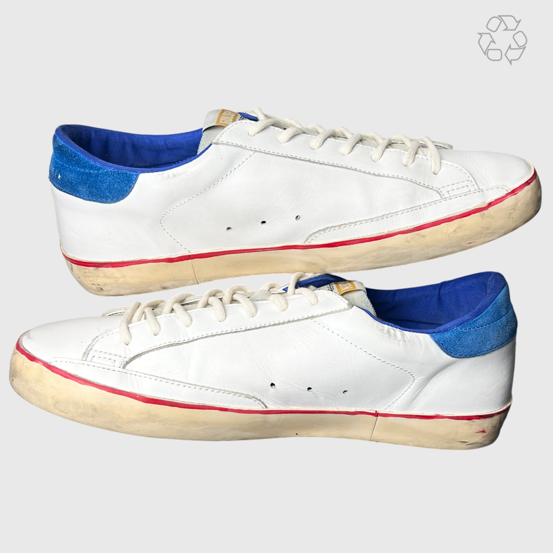Golden Goose SuperStar 'White/Perforated Star/Blue' Size 11 Pre-Owned