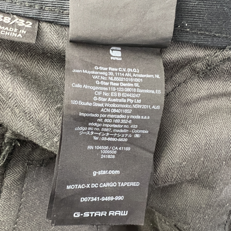 G-Star Montac-X DC Cargo Pants Tapered 'Black' Size 38 Pre-Owned