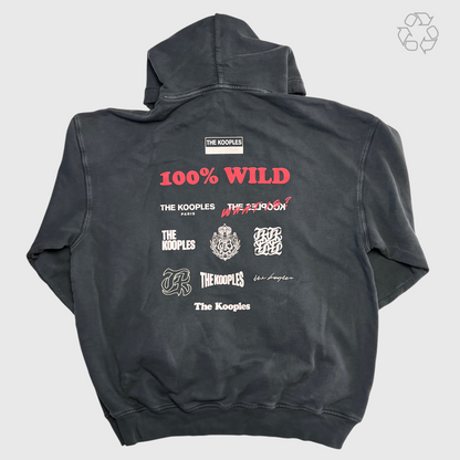 The Kooples 100% Wild Oversized Pullover Hoodie 'Charcoal Gray' Size L Pre-Owned