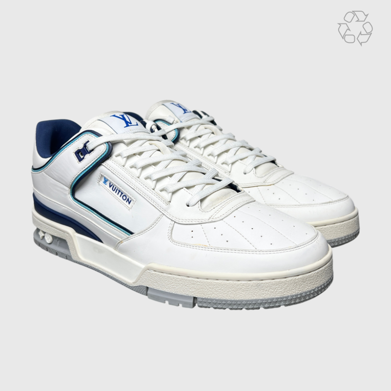 Louis Vuitton Trainer Sneaker 'White/Blue' Size 10 Pre-Owned