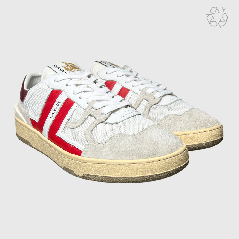Lanvin Clay Low Top Sneakers 'White/Red' Size 10 Pre-Owned
