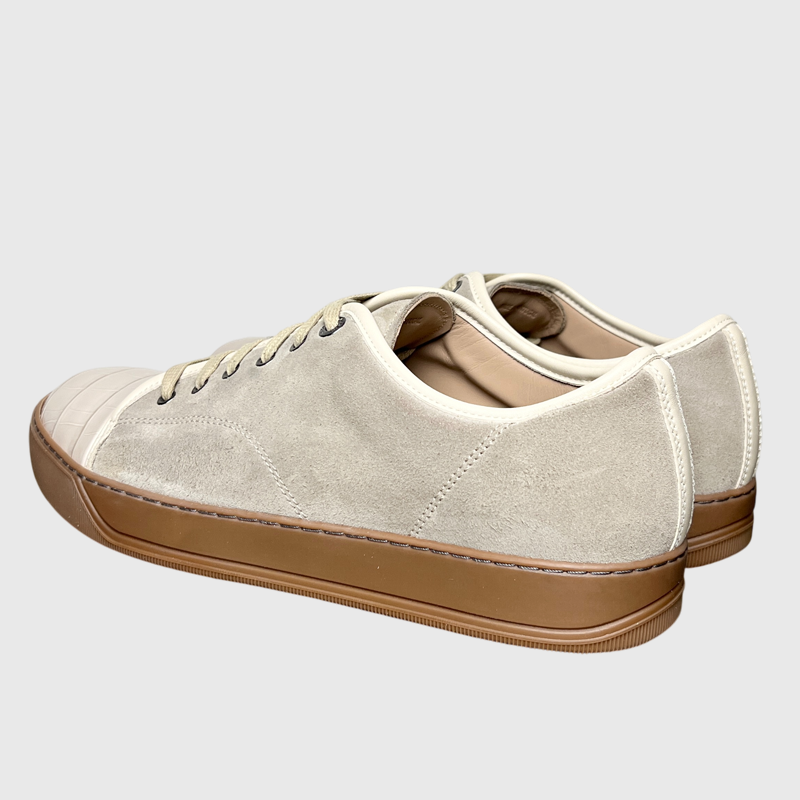 Lanvin DBB1 Crocodile Pattern Leather & Suede Lace-Up Sneaker 'Beige/Taupe Gum' Size 11 Pre-Owned