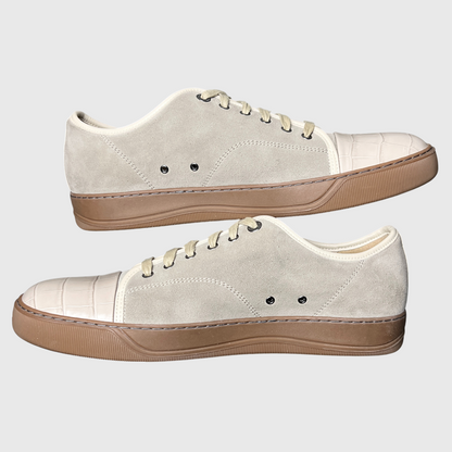 Lanvin DBB1 Crocodile Pattern Leather & Suede Lace-Up Sneaker 'Beige/Taupe Gum' Size 11 Pre-Owned