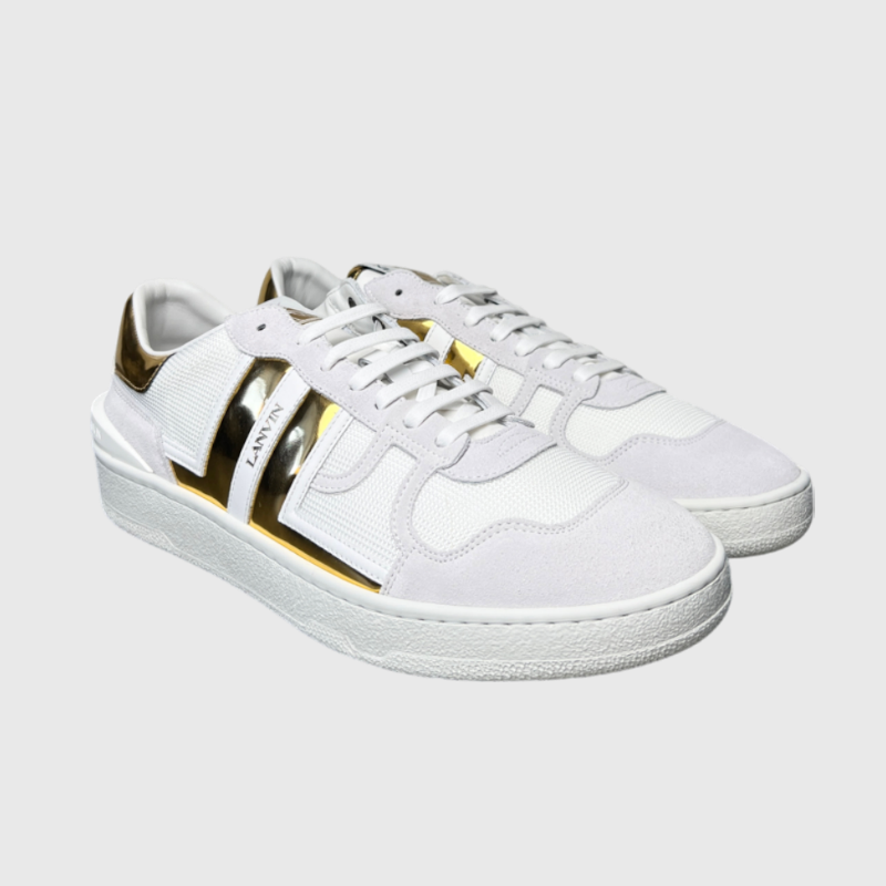 Lanvin Clay Low Top Sneakers 'White/Gold' Size 11 Brand New