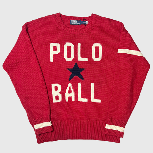 Polo Ralph Lauren Polo Ball Sweater 'Red Multicolor' Size L Brand New