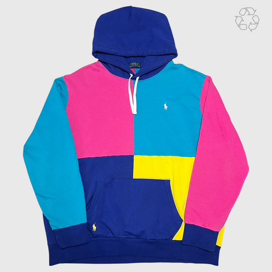 Polo Ralph Lauren Color-Blocked Fleece Hoodie 'Deep Aqua Multicolor' Size 2XL Pre-Owned
