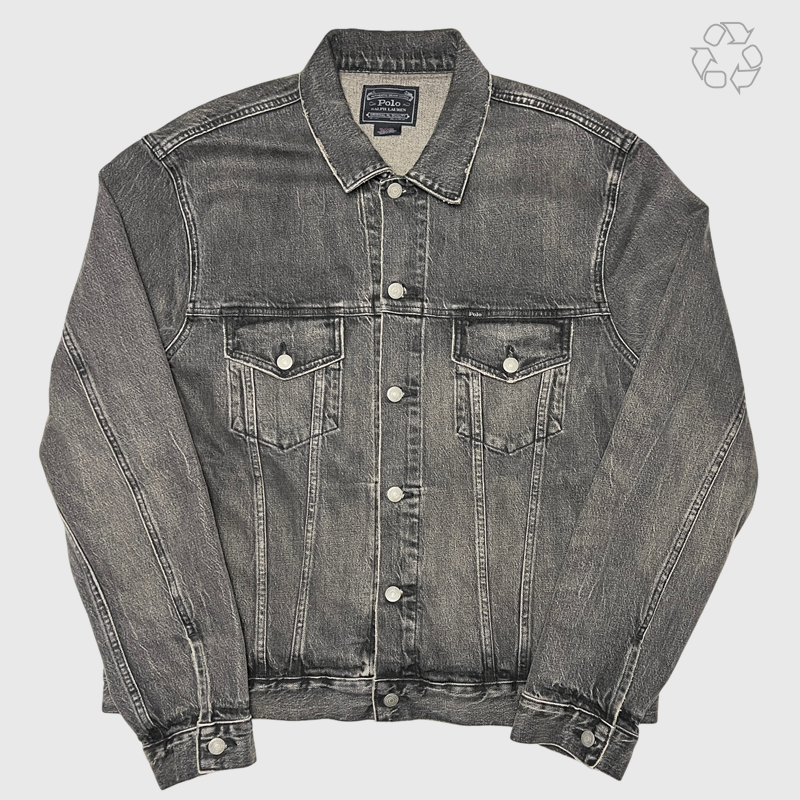 Polo Ralph Lauren Crown Crest Denim Trucker Jacket 'Black' Size 2XL Pre-Owned