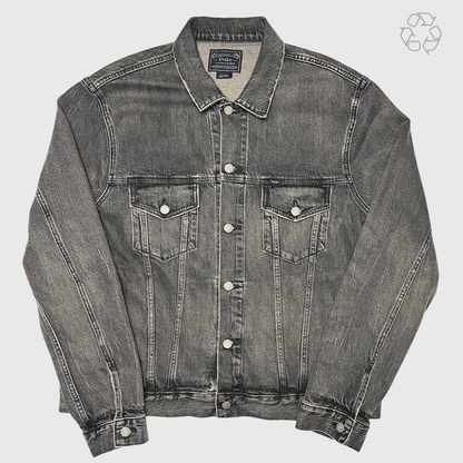 Polo Ralph Lauren Crown Crest Denim Trucker Jacket 'Black' Size 2XL Pre-Owned