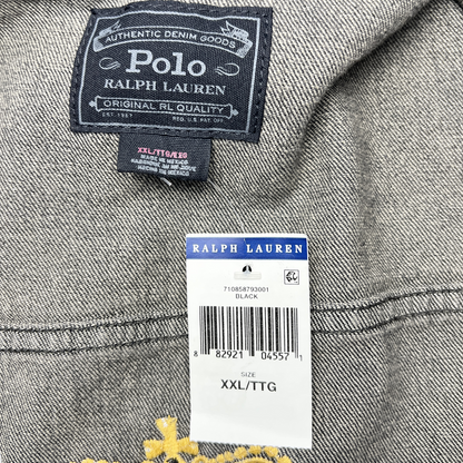 Polo Ralph Lauren Crown Crest Denim Trucker Jacket 'Black' Size 2XL Pre-Owned