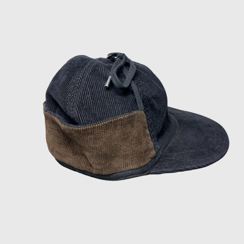 Polo Ralph Lauren Corduroy 6-Panel Earflap Cap 'Black' Size S-M Brand New