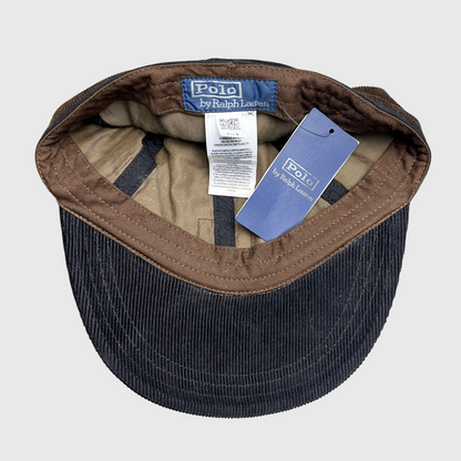 Polo Ralph Lauren Corduroy 6-Panel Earflap Cap 'Black' Size S-M Brand New