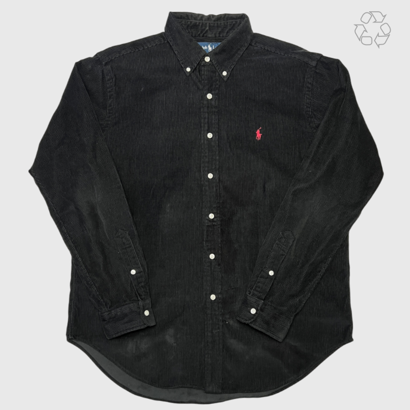Polo Ralph Lauren Classic Fit Corduroy Button-Down Shirt 'Black' Size L Pre-Owned