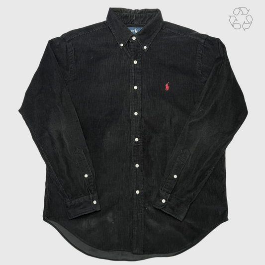 Polo Ralph Lauren Classic Fit Corduroy Button-Down Shirt 'Black' Size L Pre-Owned
