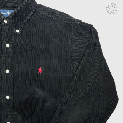 Polo Ralph Lauren Classic Fit Corduroy Button-Down Shirt 'Black' Size L Pre-Owned