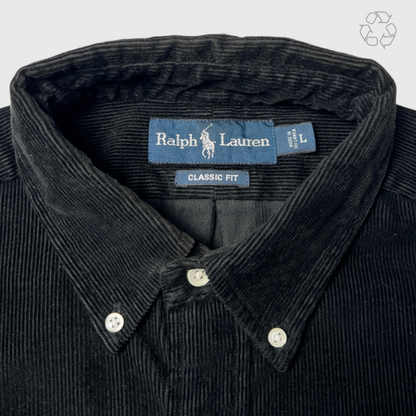 Polo Ralph Lauren Classic Fit Corduroy Button-Down Shirt 'Black' Size L Pre-Owned