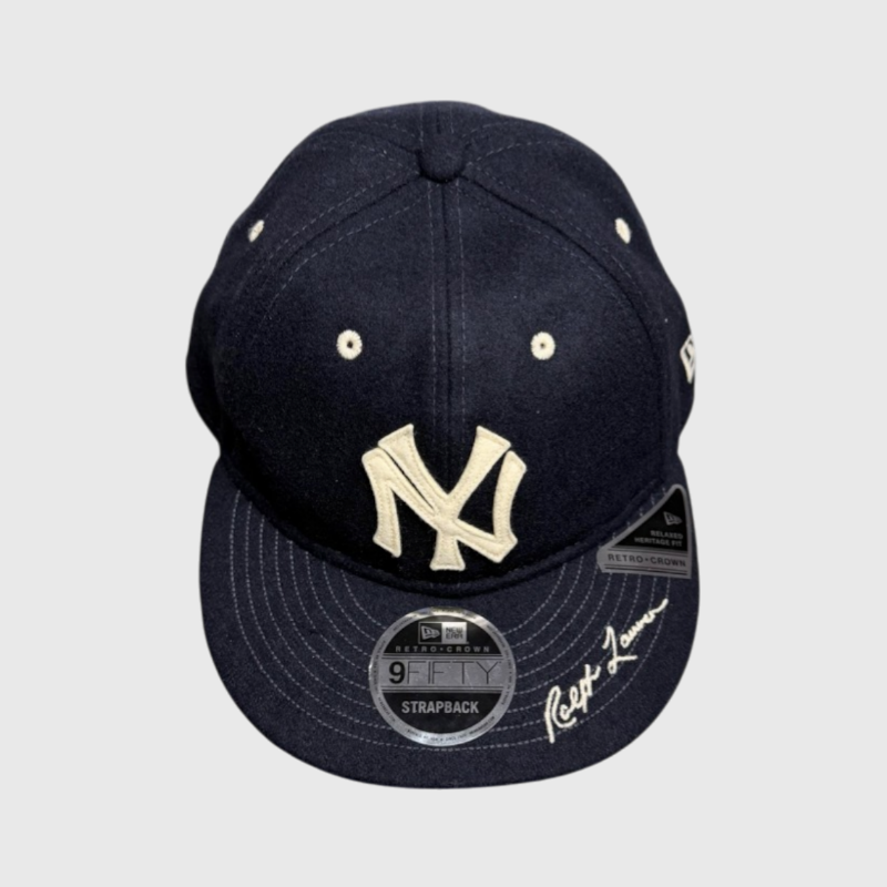 Polo Ralph Lauren x New Era Retro 9FIFTY NY Yankees Wool Strapback Cap 'Aviator Navy' Brand New