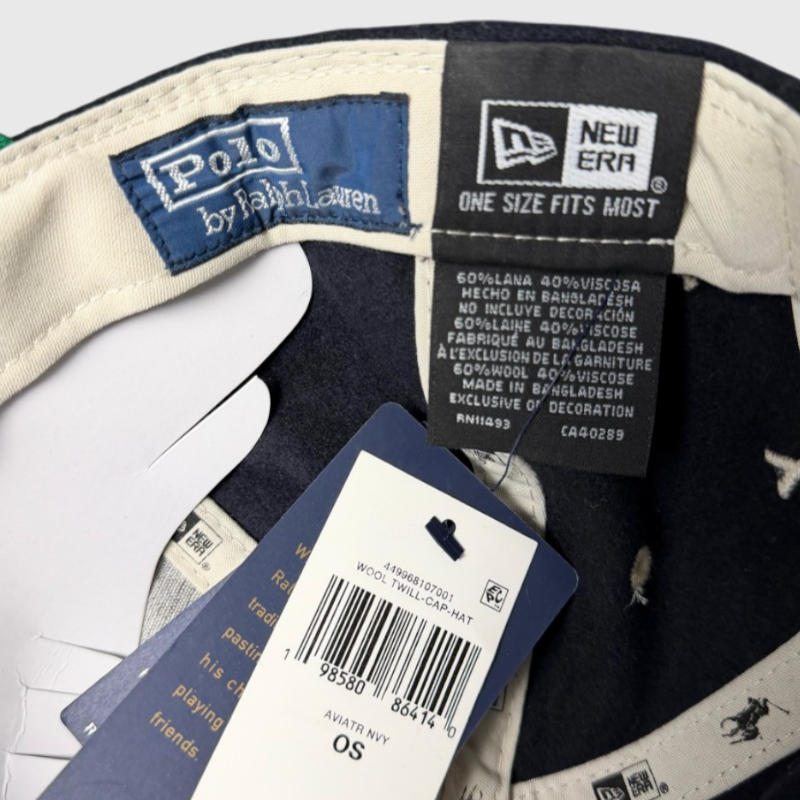 Polo Ralph Lauren x New Era Retro 9FIFTY NY Yankees Wool Strapback Cap 'Aviator Navy' Brand New