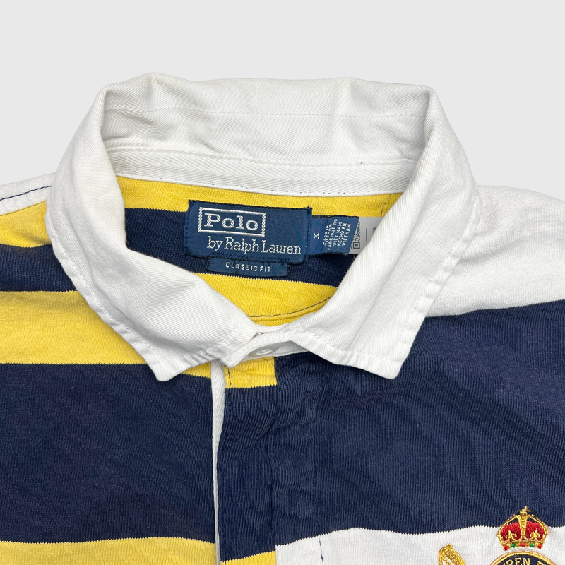 Polo Ralph Lauren Classic-Fit Patchwork Jersey Rugby Shirt 'Navy Multicolor' Size M Pre-Owned