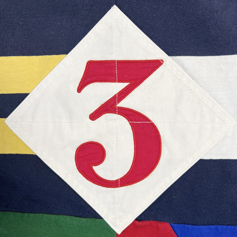 Polo Ralph Lauren Classic-Fit Patchwork Jersey Rugby Shirt 'Navy Multicolor' Size M Pre-Owned