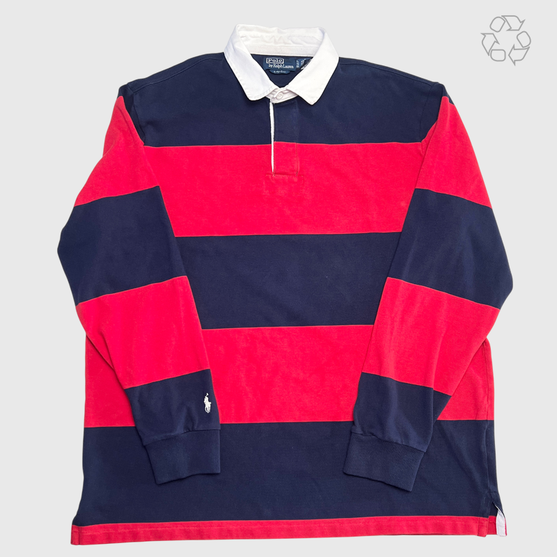 Polo Ralph Lauren Classic Fit Rugby Stripe Long Sleeve Polo Shirt Size XL Pre-Owned