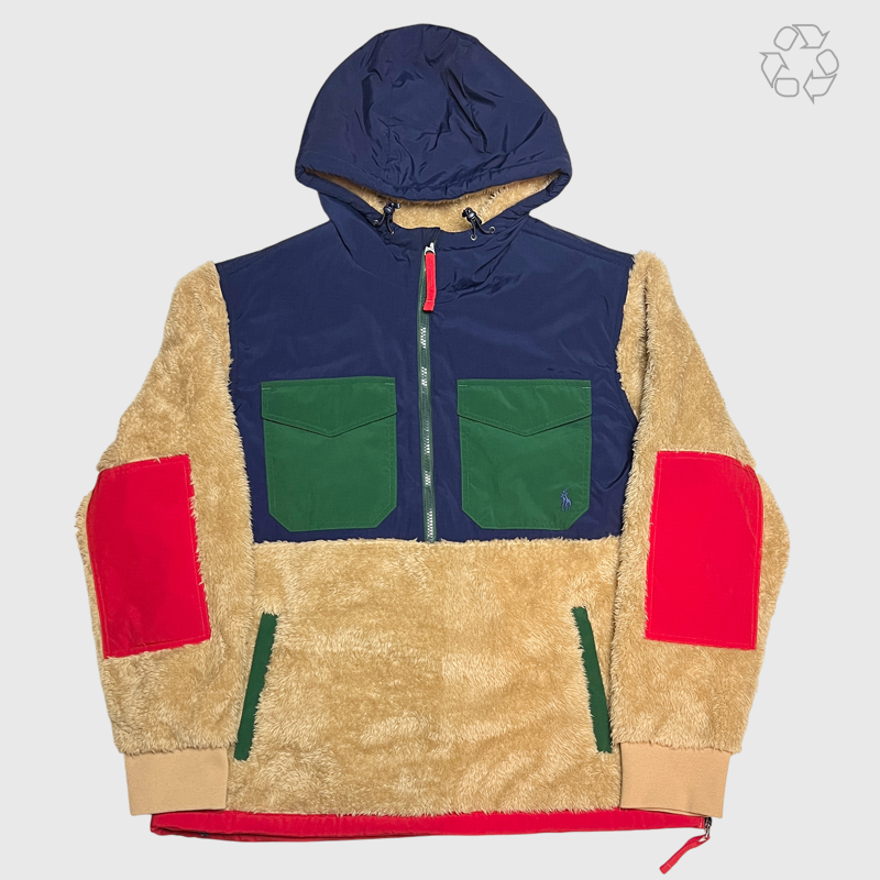 Polo Ralph Lauren Pile Fleece Hoodie 'Multicolor' Size L Pre-Owned