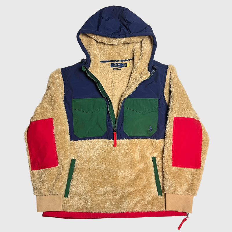 Polo Ralph Lauren Pile Fleece Hoodie 'Multicolor' Size L Pre-Owned
