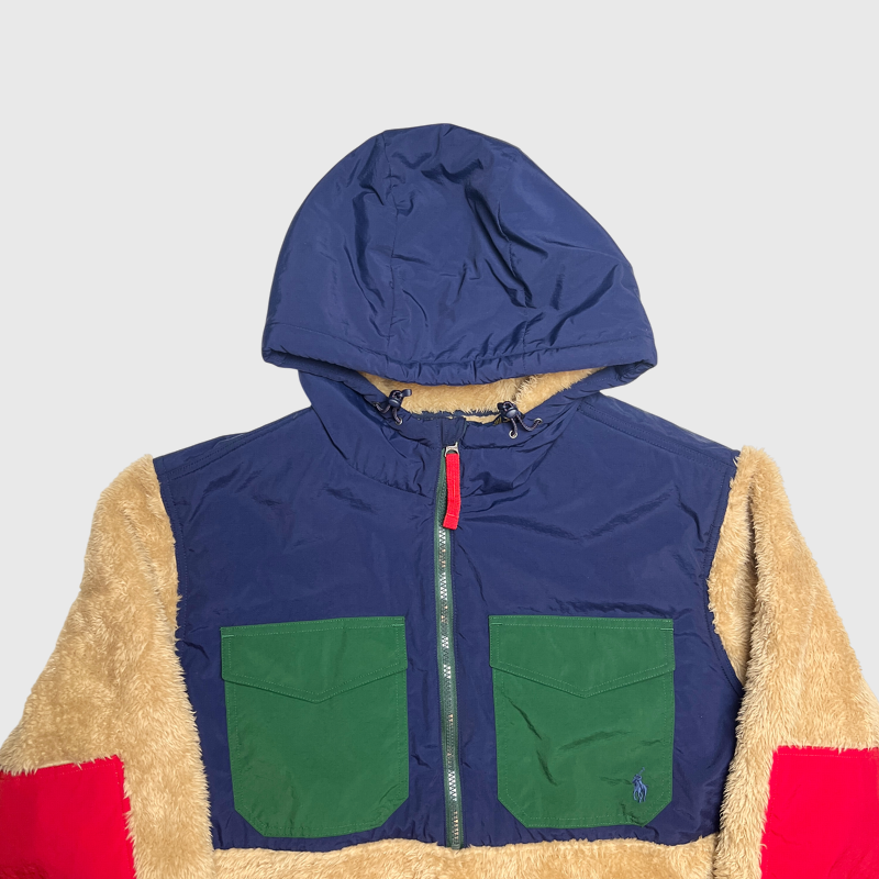 Polo Ralph Lauren Pile Fleece Hoodie 'Multicolor' Size L Pre-Owned