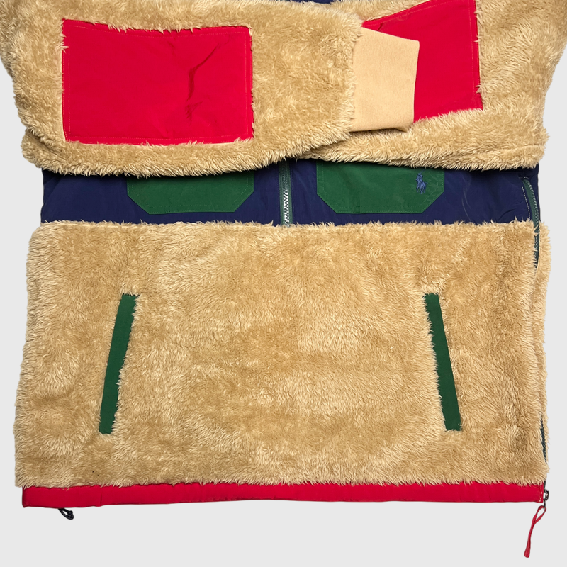 Polo Ralph Lauren Pile Fleece Hoodie 'Multicolor' Size L Pre-Owned