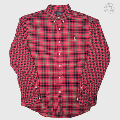 Polo Ralph Lauren Slim Fit Plaid Cotton Button Down 'Red' Size XL Pre-Owned