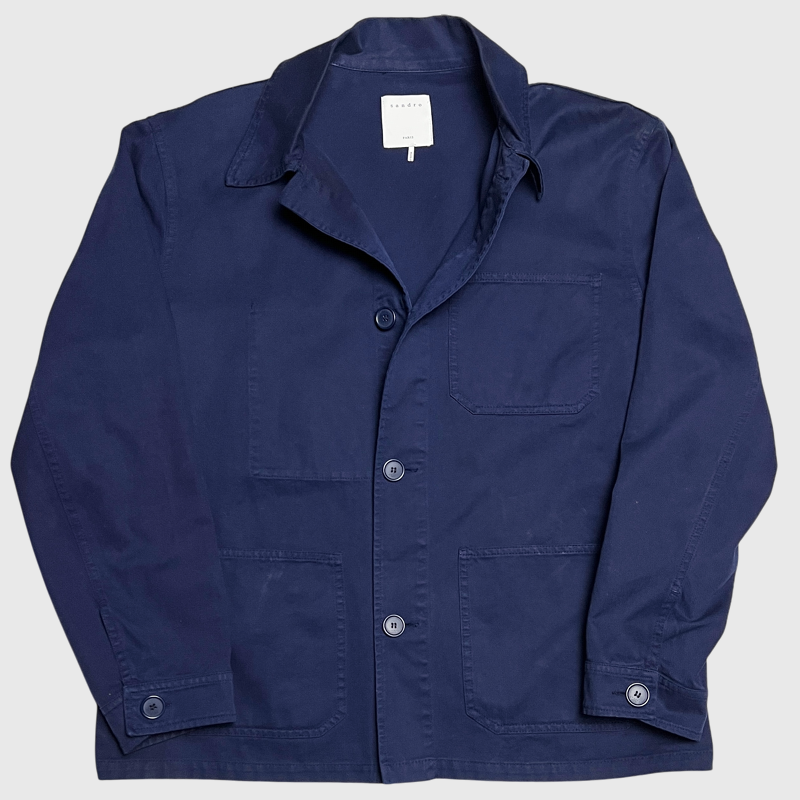 Sandro Cotton Overshirt 'Dark Blue' Size XL Pre-Owned
