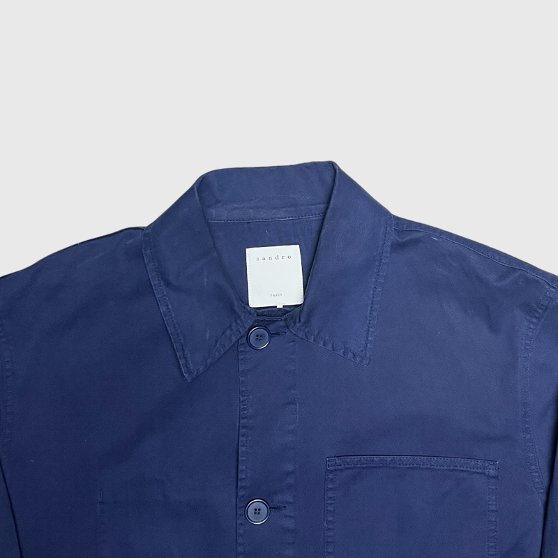 Sandro Cotton Overshirt 'Dark Blue' Size XL Pre-Owned