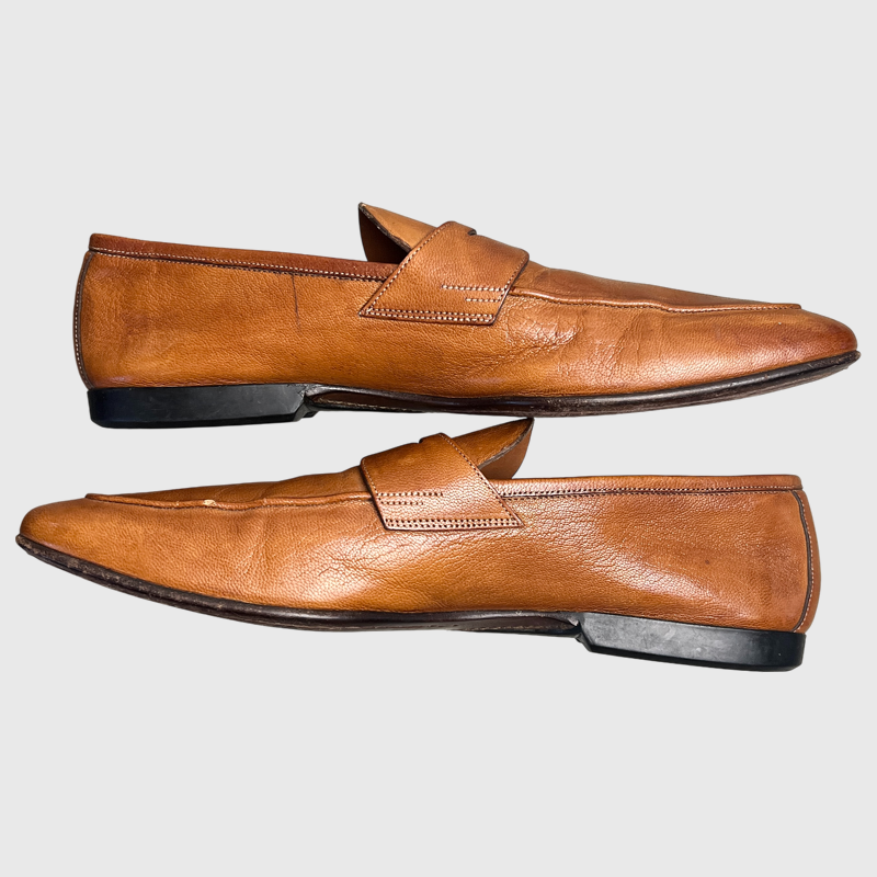 Santoni Men's Penny Loafers 'Brown' Size 12 Pre-Owned