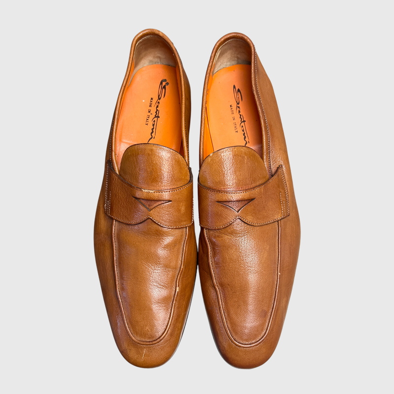 Santoni Men's Penny Loafers 'Brown' Size 12 Pre-Owned