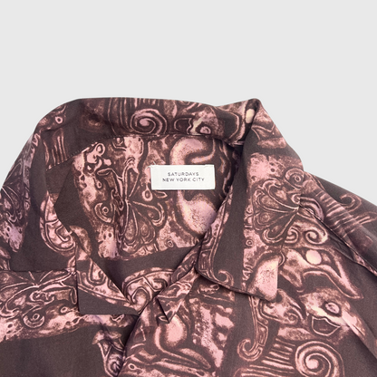 Saturdays NYC Canty Pendant Long Sleeve Shirt 'Dark Mauve' Size M Brand New