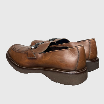 Salvatore Ferragamo Gancini Plaque Loafers 'Brown' Size 9 Pre-Owned