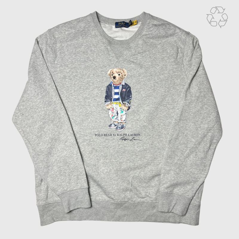 Polo Bear x Ralph Lauren Fleece Crewneck Sweater 'Grey' Size XL Pre-Owned