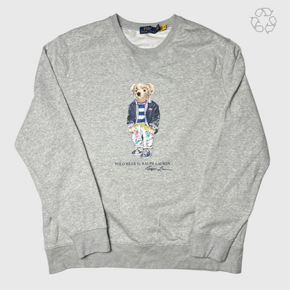 Polo Bear x Ralph Lauren Fleece Crewneck Sweater 'Grey' Size XL Pre-Owned