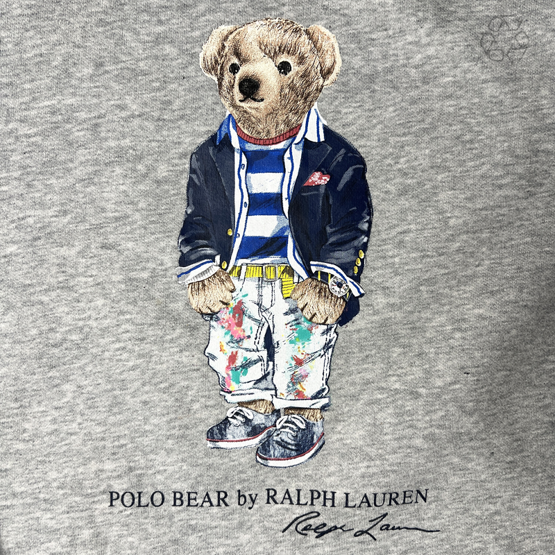 Polo Bear x Ralph Lauren Fleece Crewneck Sweater 'Grey' Size XL Pre-Owned