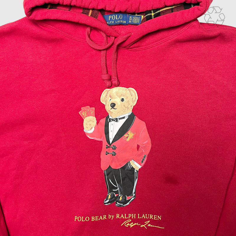 Polo Bear x Ralph Lauren Lunar New Year Fleece Hoodie 'Red' Size XL Pre-Owned