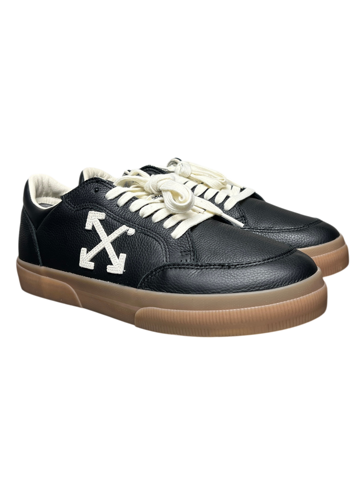 Off-White New Low Vulcanized Sneaker 'Black Ivory' Size 11 Pre-Owned