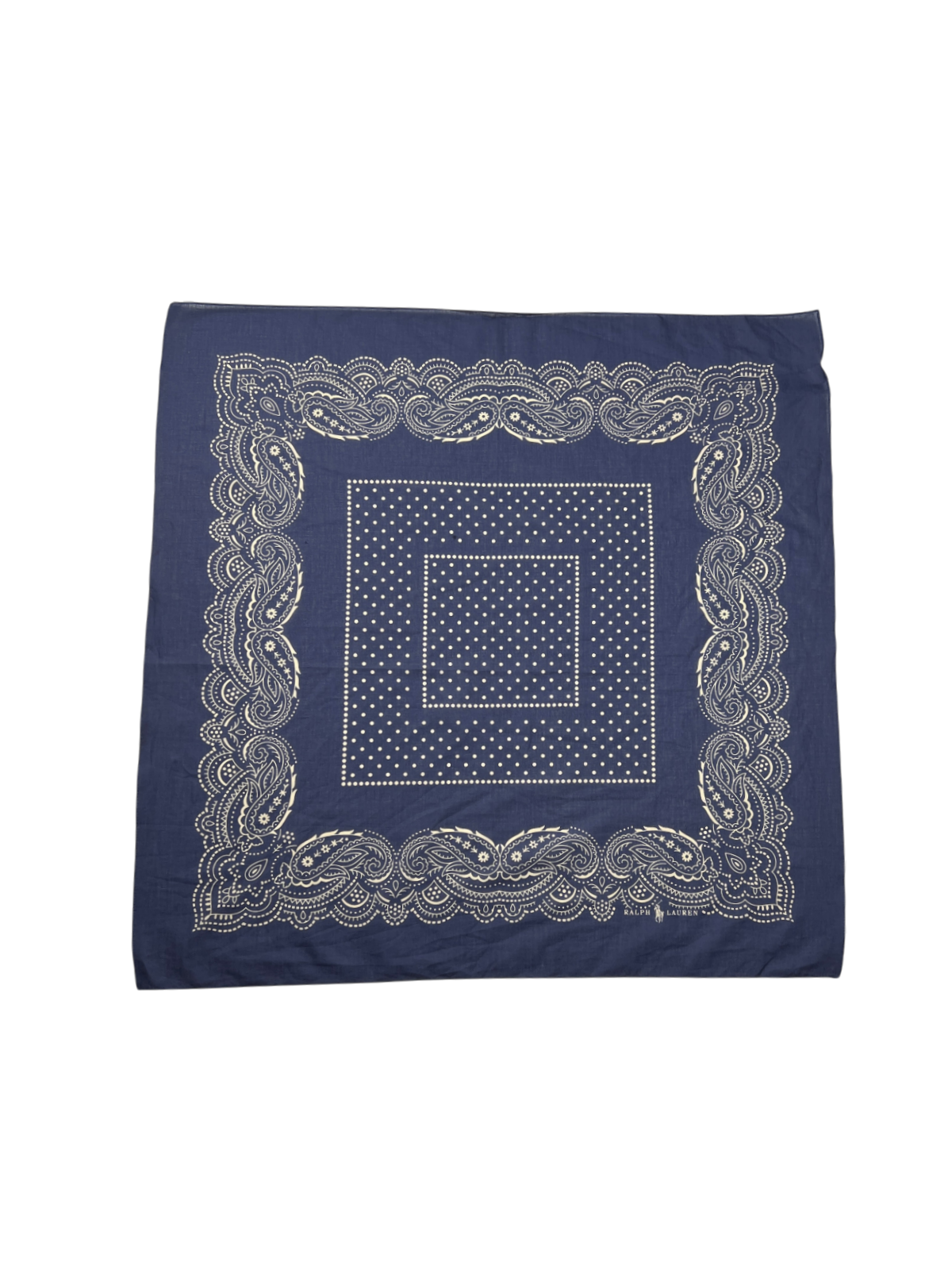 Polo Ralph Lauren Printed Cotton-Voile Bandana 'Navy' Brand New