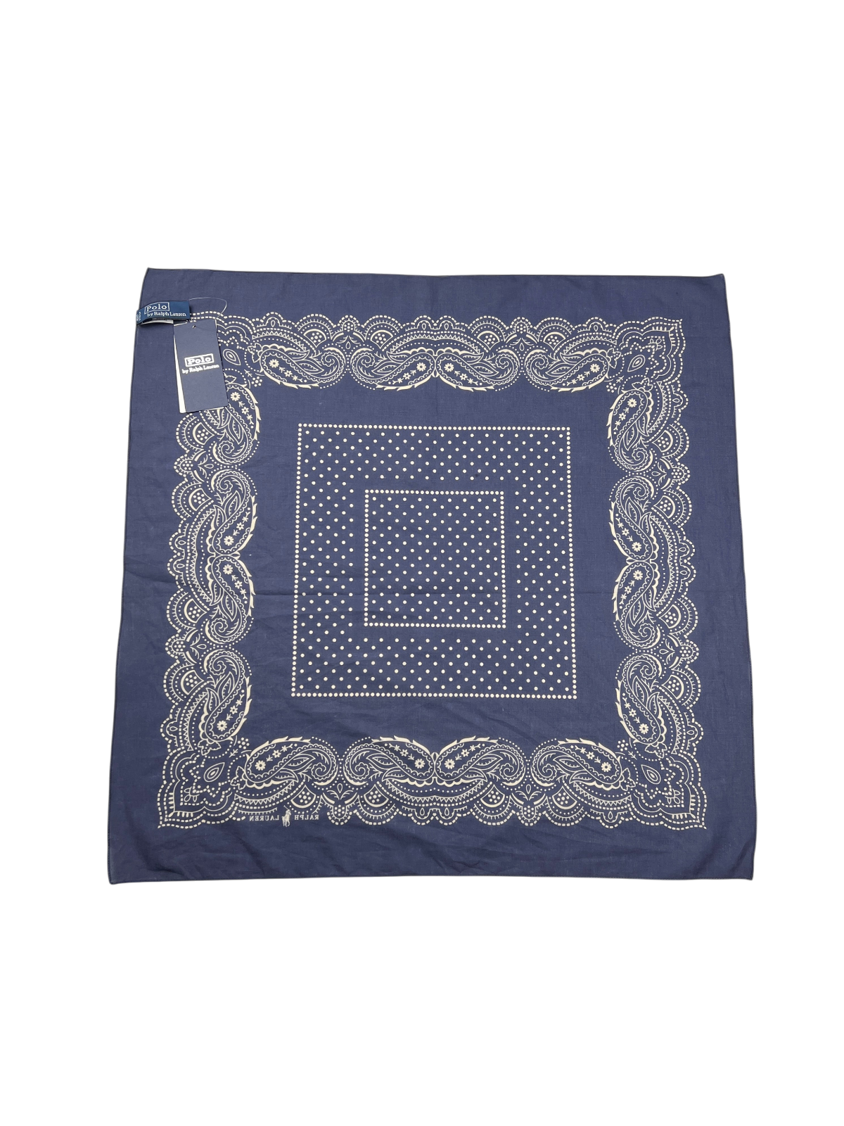 Polo Ralph Lauren Printed Cotton-Voile Bandana 'Navy' Brand New