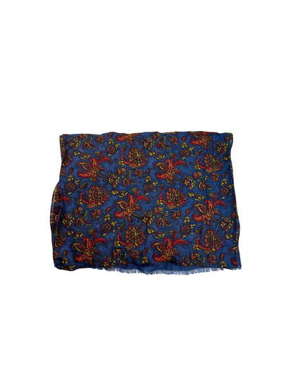Polo Ralph Lauren Paisley Linen-Blend Scarf 'Blue Multicolor' Brand New