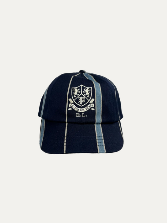 Polo Ralph Lauren Crest Striped Satin Cricket Cap 'Midnight Blue' 710935501001 Size S/M Brand New