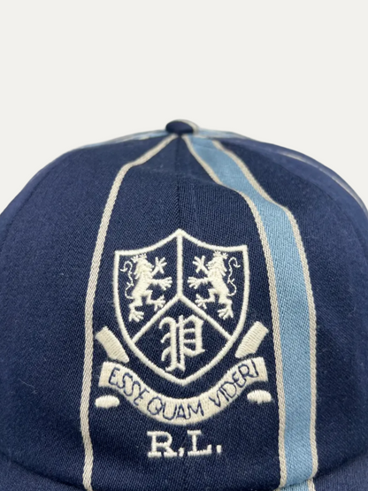 Polo Ralph Lauren Crest Striped Satin Cricket Cap 'Midnight Blue' 710935501001 Size S/M Brand New