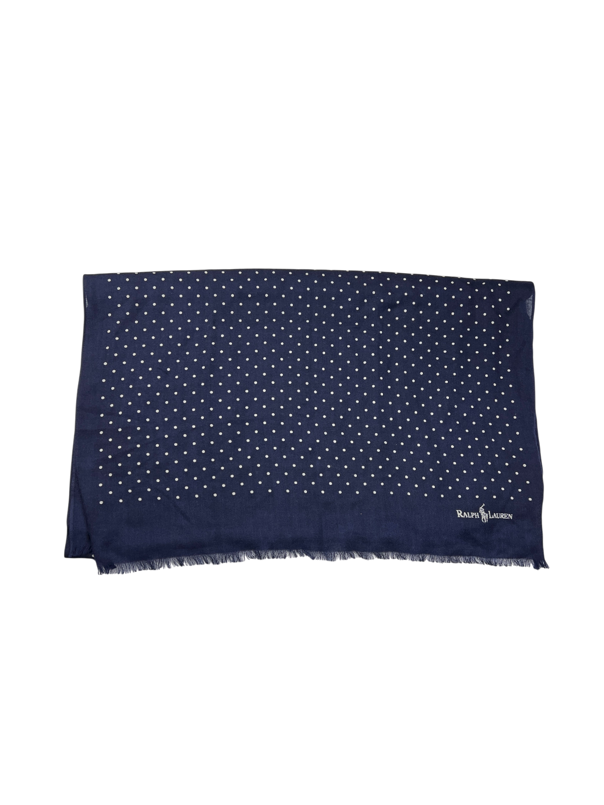 Polo Ralph Lauren Polka-Dot Fringe Scarf 'Navy/White' Brand New