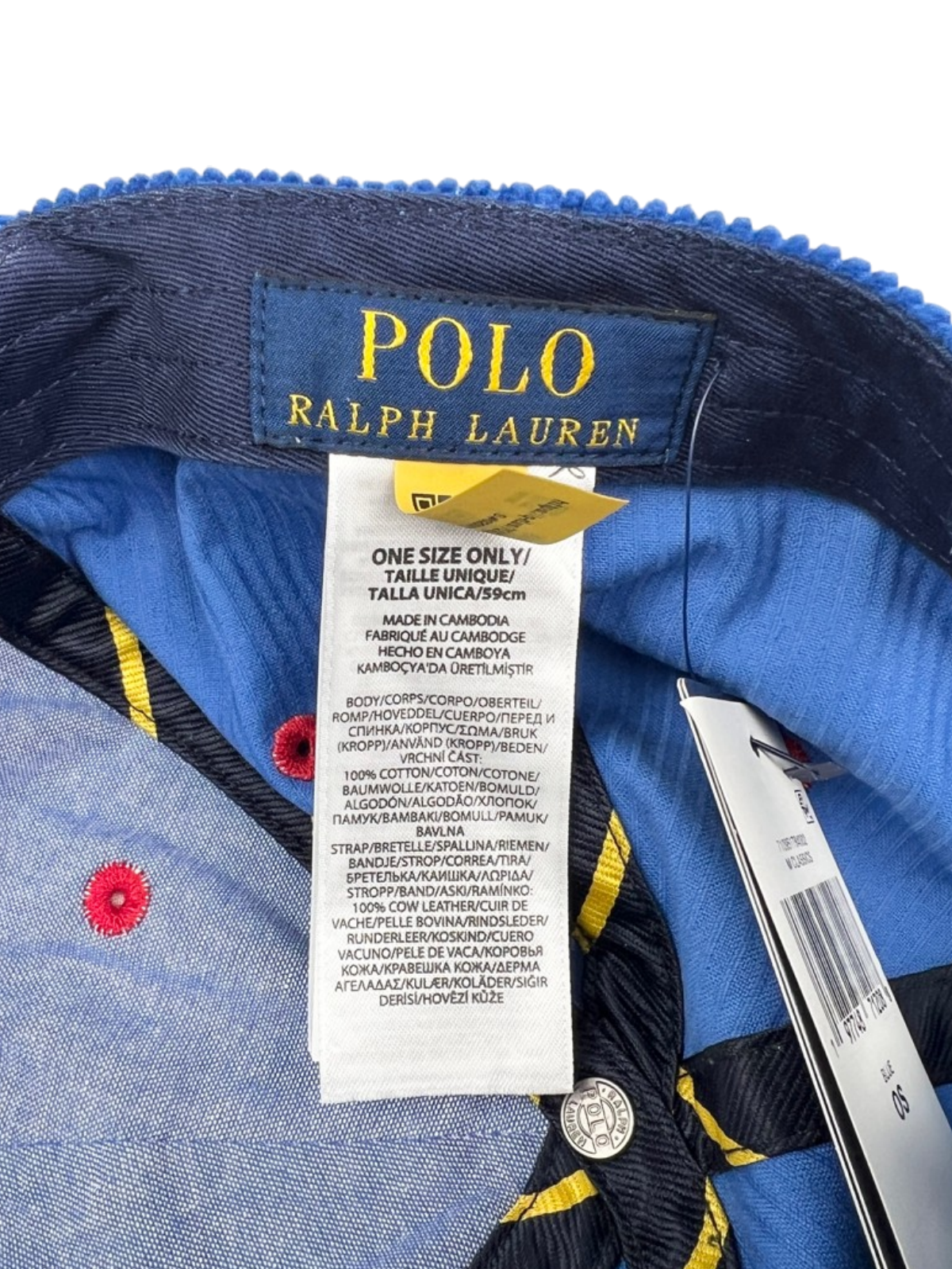 Polo Ralph Lauren NY Patch Corduroy Ball Cap 'Royal Blue/Red' One Size Brand New