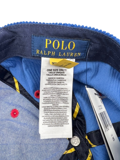 Polo Ralph Lauren NY Patch Corduroy Ball Cap 'Royal Blue/Red' One Size Brand New