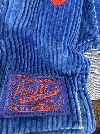 Polo Ralph Lauren NY Patch Corduroy Ball Cap 'Royal Blue/Red' One Size Brand New