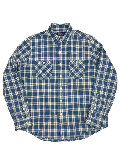 Polo Ralph Lauren Classic Fit Indigo Cotton Plaid Shirt Size L Pre-Owned